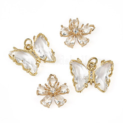 4Pcs 2 Styles Transparent Glass Pendants&nbsp;FIND-TADJ0001-01