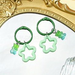 Bear & Star Resin & Acrylic Pendant Keychain&nbsp;HJEW-FZ00035