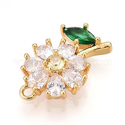 Brass Micro Pave Cubic Zirconia Pendants&nbsp;KK-N261-21B-G