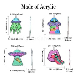 16Pcs 4 Styles Alien Theme Colorful Acrylic Pendants&nbsp;SACR-CJ0001-28