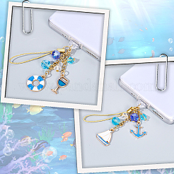6Pcs 3 Styles Glass & Alloy Enamel Mobile Straps&nbsp;HJEW-SC0001-87