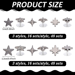 96 Sets 6 Styles Alloy Rivets&nbsp;DIY-PH0036-93B