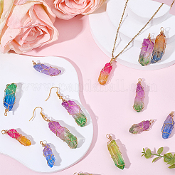 30Pcs Natural Dyed Quartz Bead Pointed Pendants&nbsp;FIND-BM0001-42