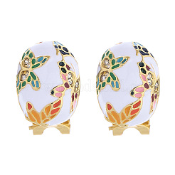 Alloy Enamel Oval with Butterfly Pattern Stud Earrings for Women&nbsp;WGEA3F2-01