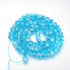 Baking Paint Transparent Crackle Glass Round Bead Strands&nbsp;DGLA-Q018-6mm-03