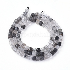 Natural Tourmalinated Quartz/Black Rutilated Quartz Beads Strands&nbsp;G-L537-004