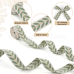3 Yards Polyester Leaf Jacquard Ribbons&nbsp;SRIB-WH20020-020A