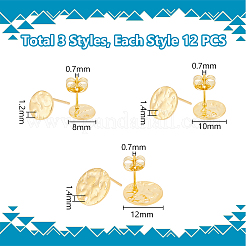 36Pcs 3 Style 201 Stainless Steel Flat Round Stud Earring Findings&nbsp;STAS-UN0052-41