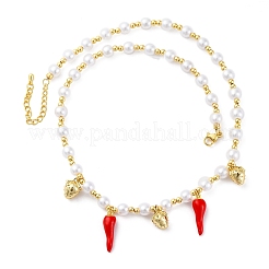 Brass Micro Pave Clear Cubic Zirconia Beaded Necklaces&nbsp;NJEW-Z059-04G-01