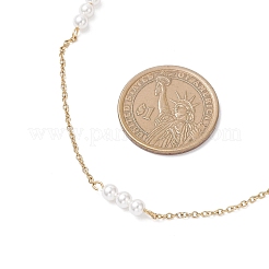 4.5MM Round White Shell Pearl Beaded & 304 Stainless Steel Cable Chain Necklaces for Women&nbsp;NJEW-JN05571