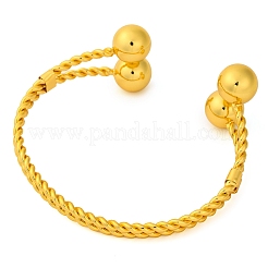 Round Balls Brass Cuff Bangles for Women&nbsp;BJEW-F477-03G