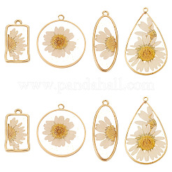 8Pcs 4 Styles Alloy Epoxy Resin Inner Flower Pendants&nbsp;FIND-BG0001-05