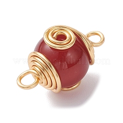 4Pcs 4 Styles Round Natural Carnelian & Rose Quartz & Amethyst & Green Aventurine Round Connector Charms&nbsp;PALLOY-TA00348-02