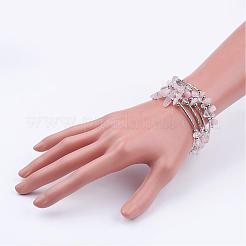 Five Loops Wrap Rose Quartz Beads Bracelets&nbsp;BJEW-JB02589-01