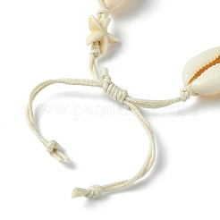 Natural Shell & Synthetic Turquoise Starfish Braided Bead Bracelets&nbsp;BJEW-JB10081