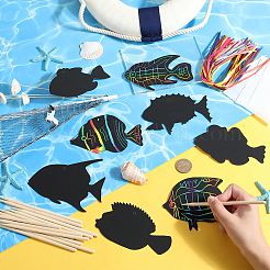 Rainbow Scratch Paper Art Pendant Decoration Kits&nbsp;DIY-WH20013-21C