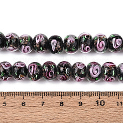 Handmade Lampwork Inner Flower Rondelle Beads Strands&nbsp;LAMP-T022-24A