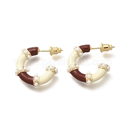 Brass C-Shaped Stud Earrings&nbsp;EJEW-A121-09G