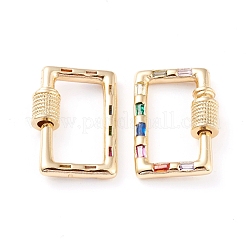 Brass Micro Pave Cubic Zirconia Screw Carabiner Lock Charms&nbsp;ZIRC-L093-57G