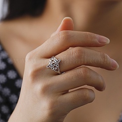 Non-Tarnish Sailor's Knot 304 Stainless Steel Hollow Open Cuff Ring for Men Women&nbsp;LS-RJEW-E073-05P