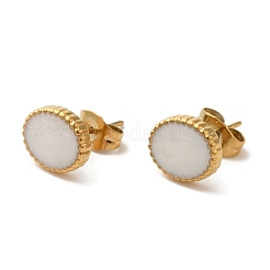 Ion Plating(IP) 304 Stainless Steel Oval Stud Earrings&nbsp;EJEW-C114-13E-G