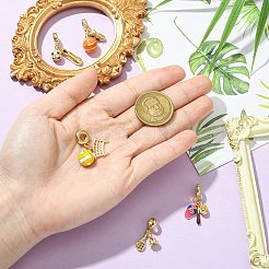 5Pcs 5 Styles Sport Ball Theme Brass Enamel European Dangle Charms&nbsp;KK-CJ0003-89