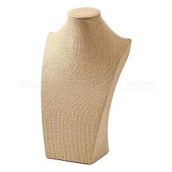 Wooden Covered with Imitation Burlap Necklace Displays&nbsp;NDIS-K001-B16