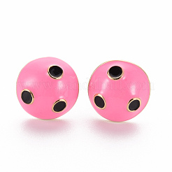 Brass Enamel Stud Earrings&nbsp;EJEW-S210-021-NR