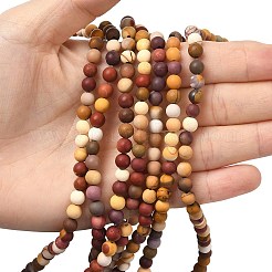 Frosted Round Natural Mookaite Beads Strands&nbsp;G-N0166-65-6mm