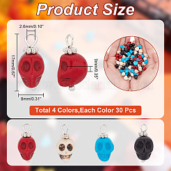 120Pcs 4 Colros Synthetic Turquoise Pendants&nbsp;G-AR0004-90