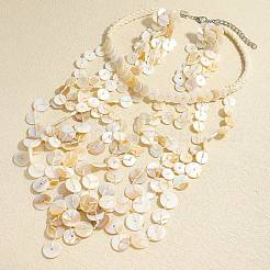 Shell Multi-Layer Disc Necklaces & Stud Earring Sets for Women&nbsp;WG912B9-03