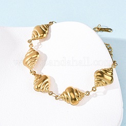 304 Stainless Steel Spiral Shell Shape Link Bracelets for Women&nbsp;BJEW-L706-04G