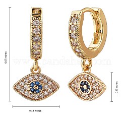 Colorful Cubic Zirconia Evil Eye Protection Dangle Hoop Earrings&nbsp;EJEW-SW00007-03