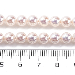 UV Plating Pearlized Glass Pearl Beads Strands&nbsp;GLAA-F128-01A-T02