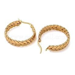 PVD Vacuum Plating 304 Stainless Steel Leaf Wreath Hoop Earrings for Women&nbsp;EJEW-U002-01G