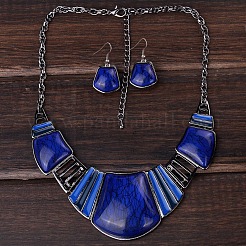 Trapezoid Alloy Resin Pendant Necklaces & Dangle Earrings Sets&nbsp;FS-WG8D8C4-01