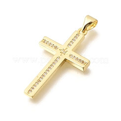 Brass Micro Pave Clear Cubic Zirconia Pendants&nbsp;KK-D255-05G-03