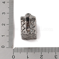 Carved Cuboid Rack Plating Brass Prayer Box Pendants&nbsp;KK-L101-28B