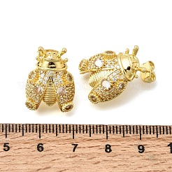 Brass Micro Pave Cubic Zirconia Stud Earrings&nbsp;EJEW-D355-02G-02