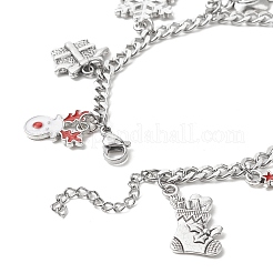 Christmas Tree & Deer & Wreath & Santa Claus Alloy Enamel Charm Bracelet&nbsp;BJEW-TA00252