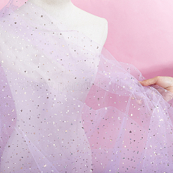 Star Moon Pattern Polyester Mesh Lace Fabric&nbsp;DIY-WH0504-446B