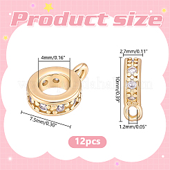 12Pcs Brass Micro Pave Clear Cubic Zirconia Tube Bails&nbsp;KK-HY0004-35G