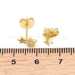 Brass Micro Pave Clear Cubic Zirconia Stud Earrings&nbsp;EJEW-F405-20B-G