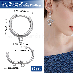 12Pcs Brass Flat Hoop Earring Findings&nbsp;KK-BBC0014-54