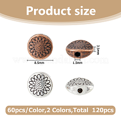 120Pcs 2 Colors Tibetan Style Alloy Beads&nbsp;TIBEB-HS0001-02