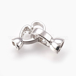 Brass Micro Pave Cubic Zirconia Fold Over Clasps&nbsp;KK-P164-08P