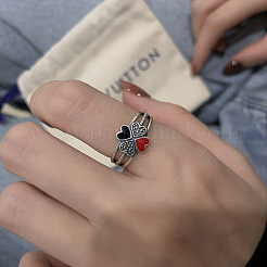 Clover 925 Sterling Silver Enamel Adjustable Finger Rings for Women&nbsp;FS-WG8EAF8-01