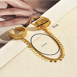 Ethnic Style Hollow Flower Asymmetric Double Rings Open Cuff Rings&nbsp;EG2669