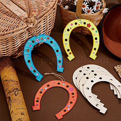 24Pcs Unfinished Blank Wooden Horseshoe Pendants Set for Painting Arts&nbsp;DIY-PH0034-16