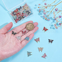 40Pcs 10 Colors Zinc Alloy Rhinestone Pendants&nbsp;RB-ME0001-04